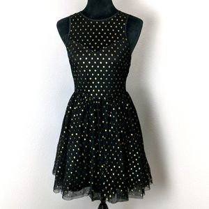 Black and Gold Tulle Fit and Flare Dress